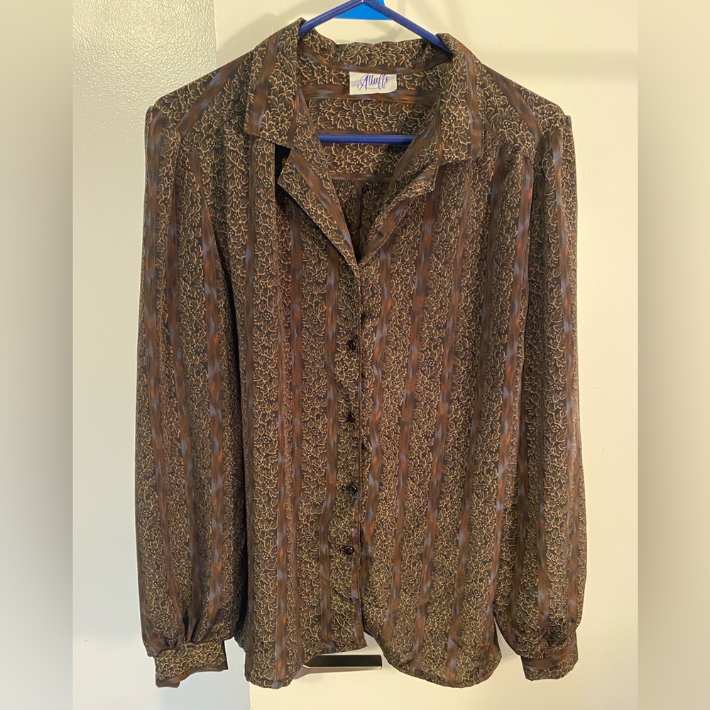 Vintage Brown and Gold Patterned Shirt